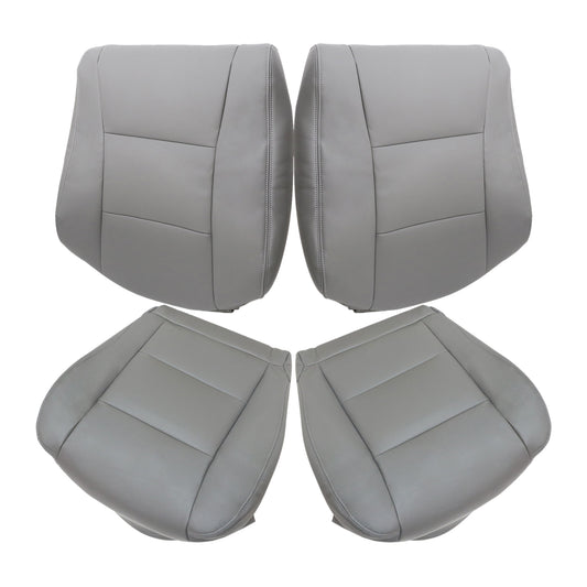 For 1998-2007 Toyota Land Cruiser Front Driver & Passenger Bottom & Top Leather Seat Cover Gray