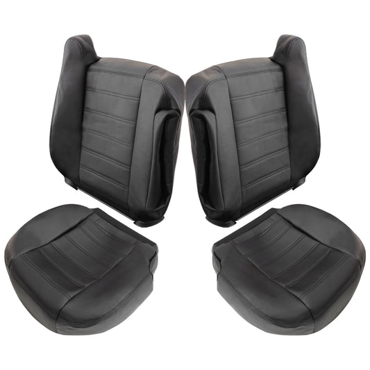 For 2003-2007 Hummer H2 Front Driver & Passenger Bottom & Top Leather Seat Cover Black