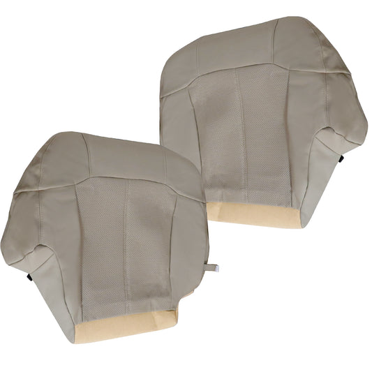 For 2002 Cadillac Escalade Front Driver & Passenger Bottom Perforated Leather Seat Cover Tan