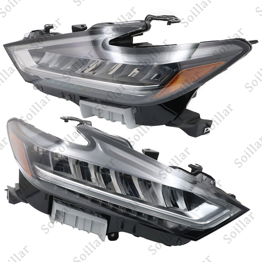 Pair Left + Right For Nissan Maxima 2019 2020 2021 Headlight LED Housing Chrome