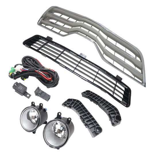 Fits 2010-2011 Toyota Camry Front Grille Fog Lights Bezels/Bracket Set 8pcs