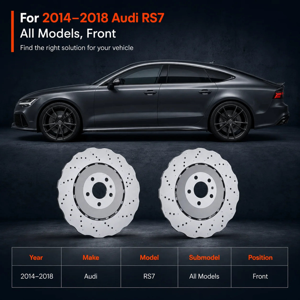 2x Front Left & Right Side Disc Brake Rotors For 2014-2016 Audi RS7