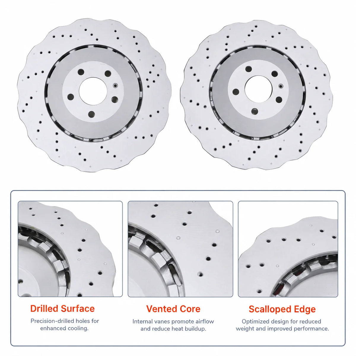 2x Front Left & Right Side Disc Brake Rotors For 2014-2016 Audi RS7