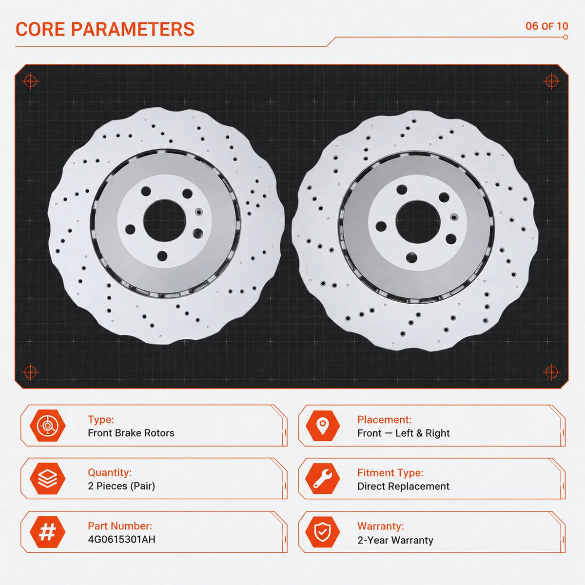 2x Front Left & Right Side Disc Brake Rotors For 2014-2016 Audi RS7