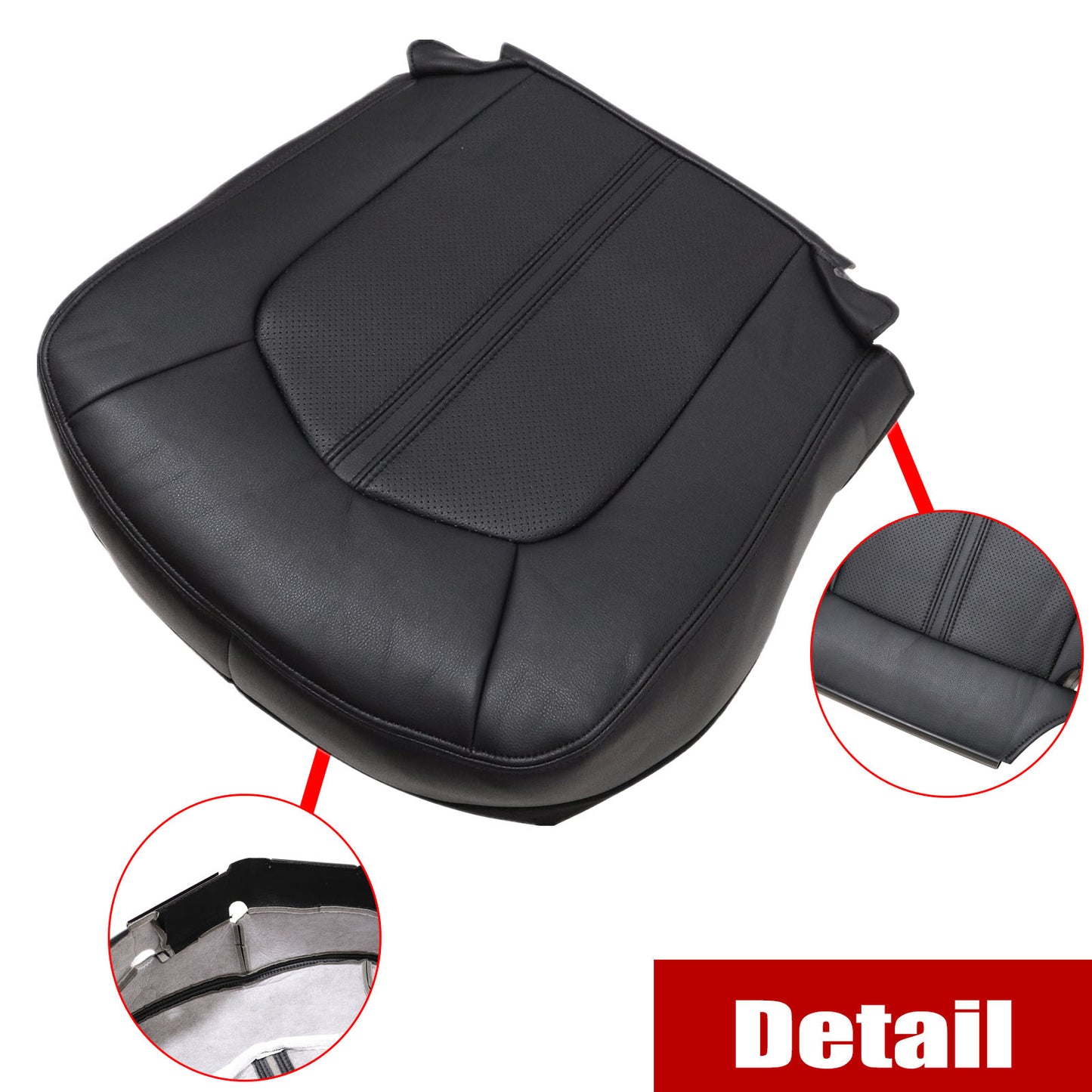 For 2008-2013 Cadillac CTS Front Driver & Passenger Bottom & Top Leather Seat Cover Black