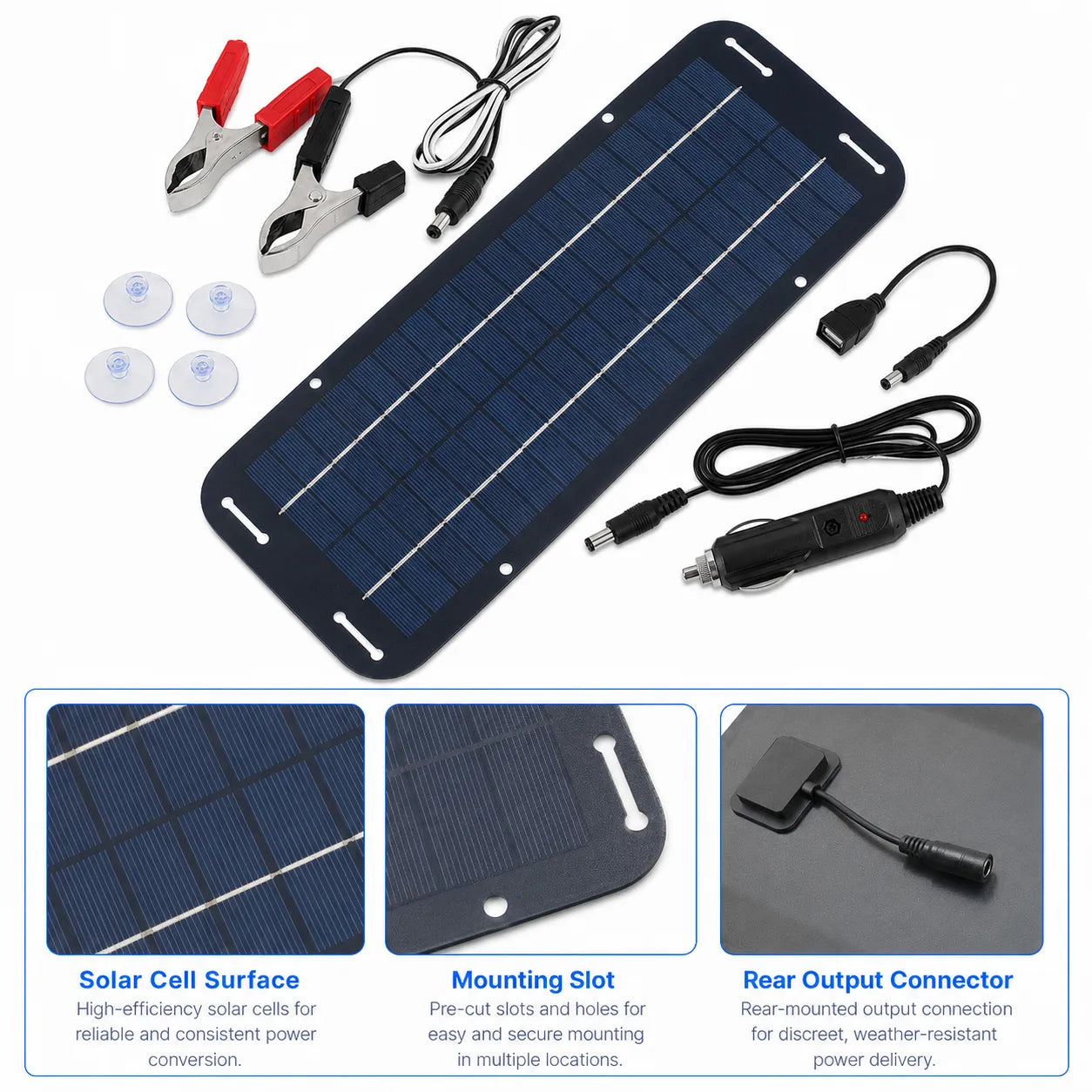 30W 12V Solar Panel Battery Charger Kit & Trickle Maintainer for Car RV Boat
