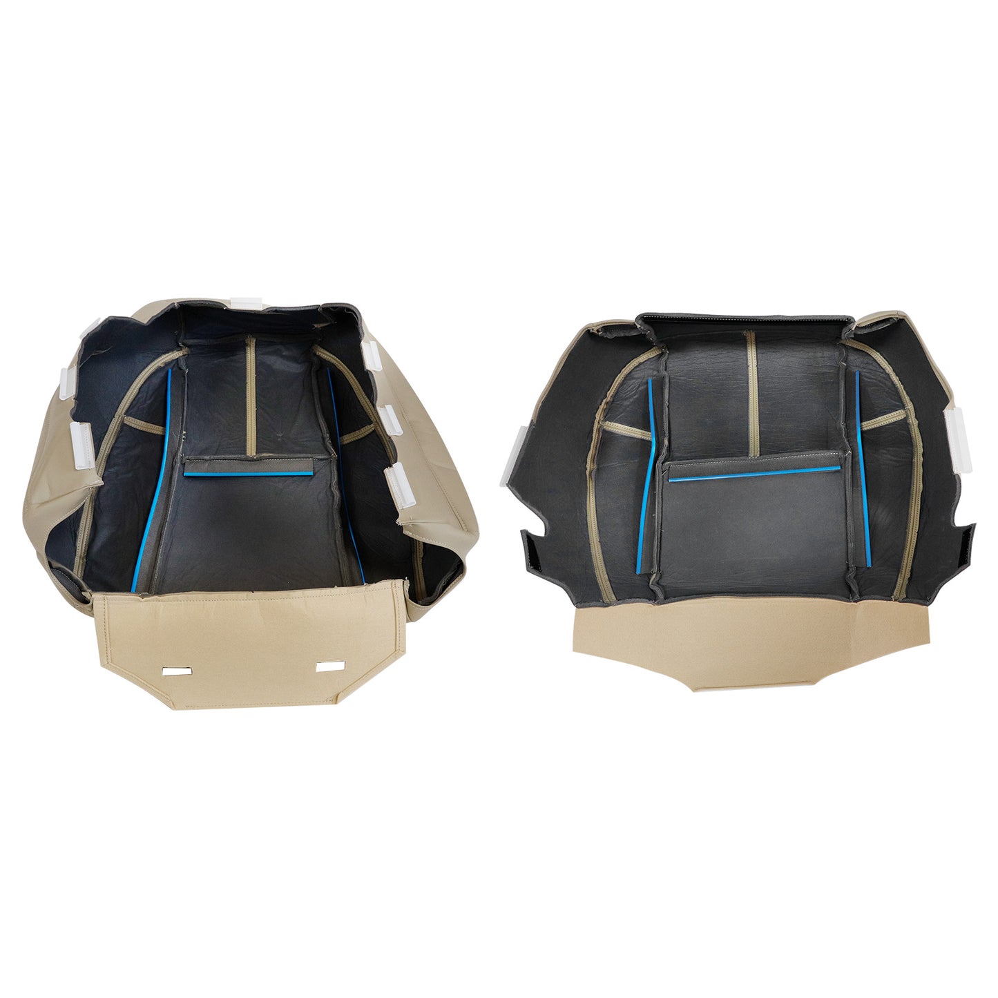 For 2007-2014 Chevy Silverado GMC Sierra Front Driver & Passenger Bottom & Top Leather Seat Cover Tan