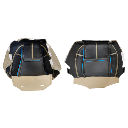 For 2007-2014 Chevy Silverado GMC Sierra Front Driver & Passenger Bottom & Top Leather Seat Cover Tan