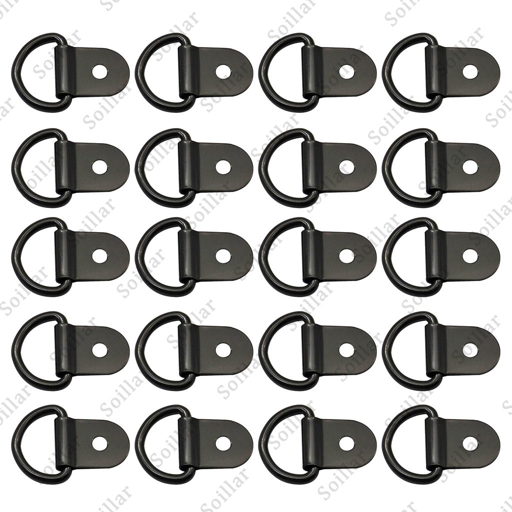 20pcs Black D Shape Tie Down Anchors Ring for Car Truck Trailers RV Boats Power