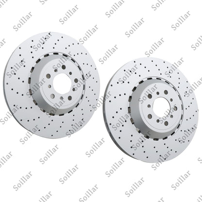 Pair Front Vented & Drilled Disc Brake Rotors LH RH For BMW F10 F12 F13 M5 M6