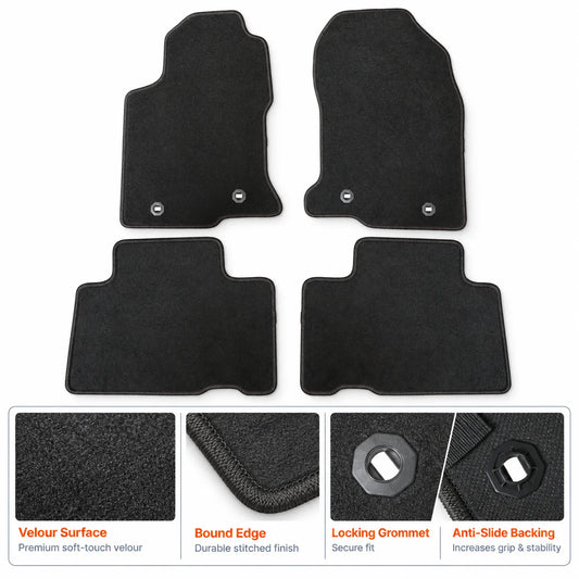 4-Door Floor Mats Carpet Velour Black For 2015-2021 Lexus NX200t NX300 NX300h