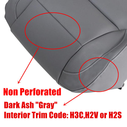 For 2014-2019 Chevy Silverado Front Driver & Passenger Bottom Leather Seat Cover Dark Ash Gray