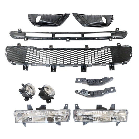 12x Fog Light Trims DRL Grille Front Body Kits Fits 17-21 Jeep Compass