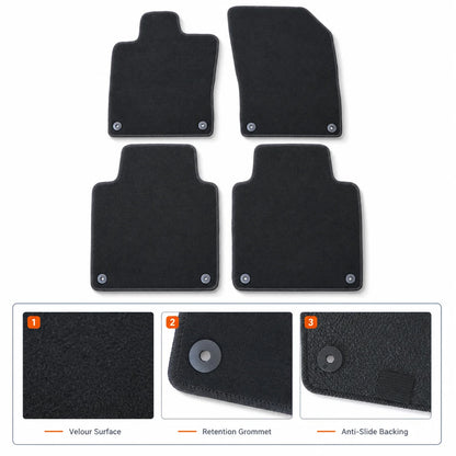 4PCS Floor Mats Carpet Front & Rear Velour Black For 2017-2023 Volvo S90