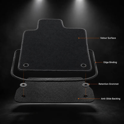4PCS Floor Mats Carpet Front & Rear Velour Black For 2017-2023 Volvo S90