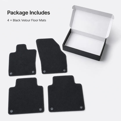 4PCS Floor Mats Carpet Front & Rear Velour Black For 2017-2023 Volvo S90