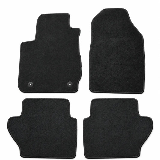 4PCS Front & Rear Floor Mats for 2011-2019 Ford Fiesta Premium Black Velour Carpet