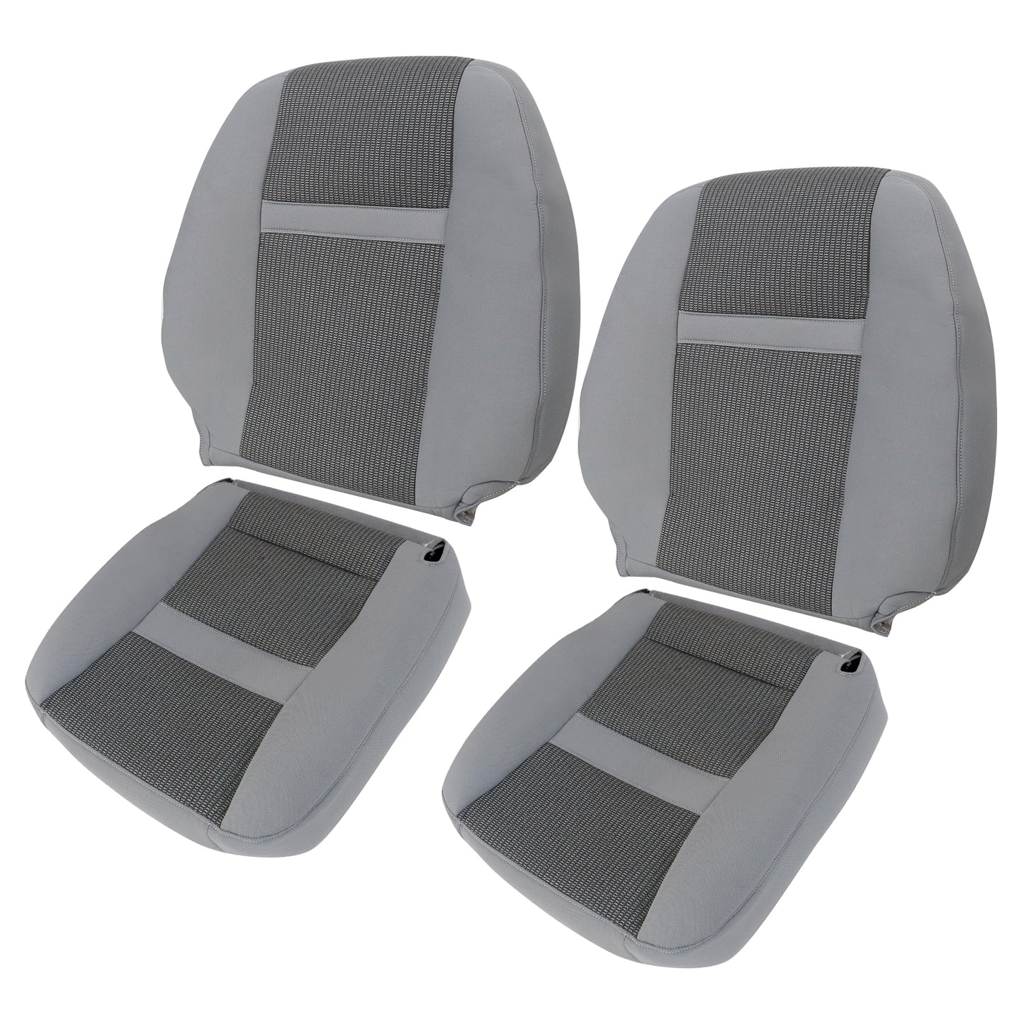 For 2006-2010 Dodge Ram 1500 2500 Front Driver & Passenger Bottom & Top Cloth Seat Cover Light Gray
