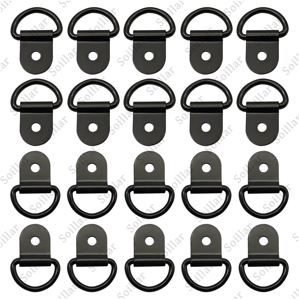 20pcs Black D Shape Tie Down Anchors Ring for Car Truck Trailers RV Boats Power