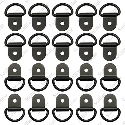 20pcs Black D Shape Tie Down Anchors Ring for Car Truck Trailers RV Boats Power