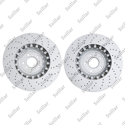 Pair Front Vented & Drilled Disc Brake Rotors LH RH For BMW F10 F12 F13 M5 M6