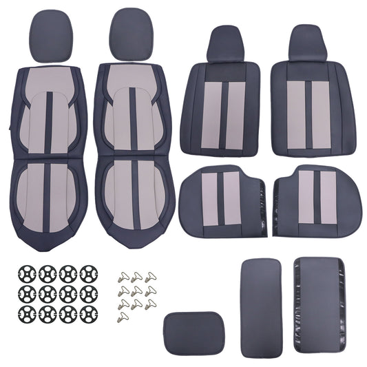 Black Full Surround PU Leather Car Seat Covers For 2003–2024 Toyota 4Runner