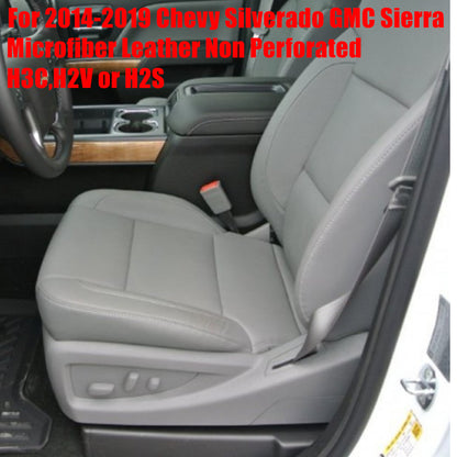 For 2014-2019 Chevy Silverado Front Driver & Passenger Bottom Leather Seat Cover Dark Ash Gray