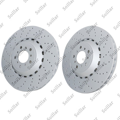 Pair Front Vented & Drilled Disc Brake Rotors LH RH For BMW F10 F12 F13 M5 M6
