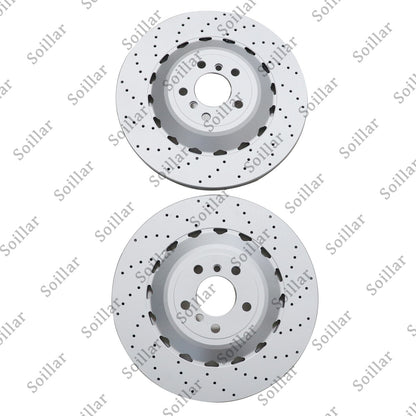 For BMW F06 F10 F13 M5 Pair Set Rear Vented & Drilled Disc Brake Rotors