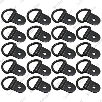 20pcs Black D Shape Tie Down Anchors Ring for Car Truck Trailers RV Boats Power