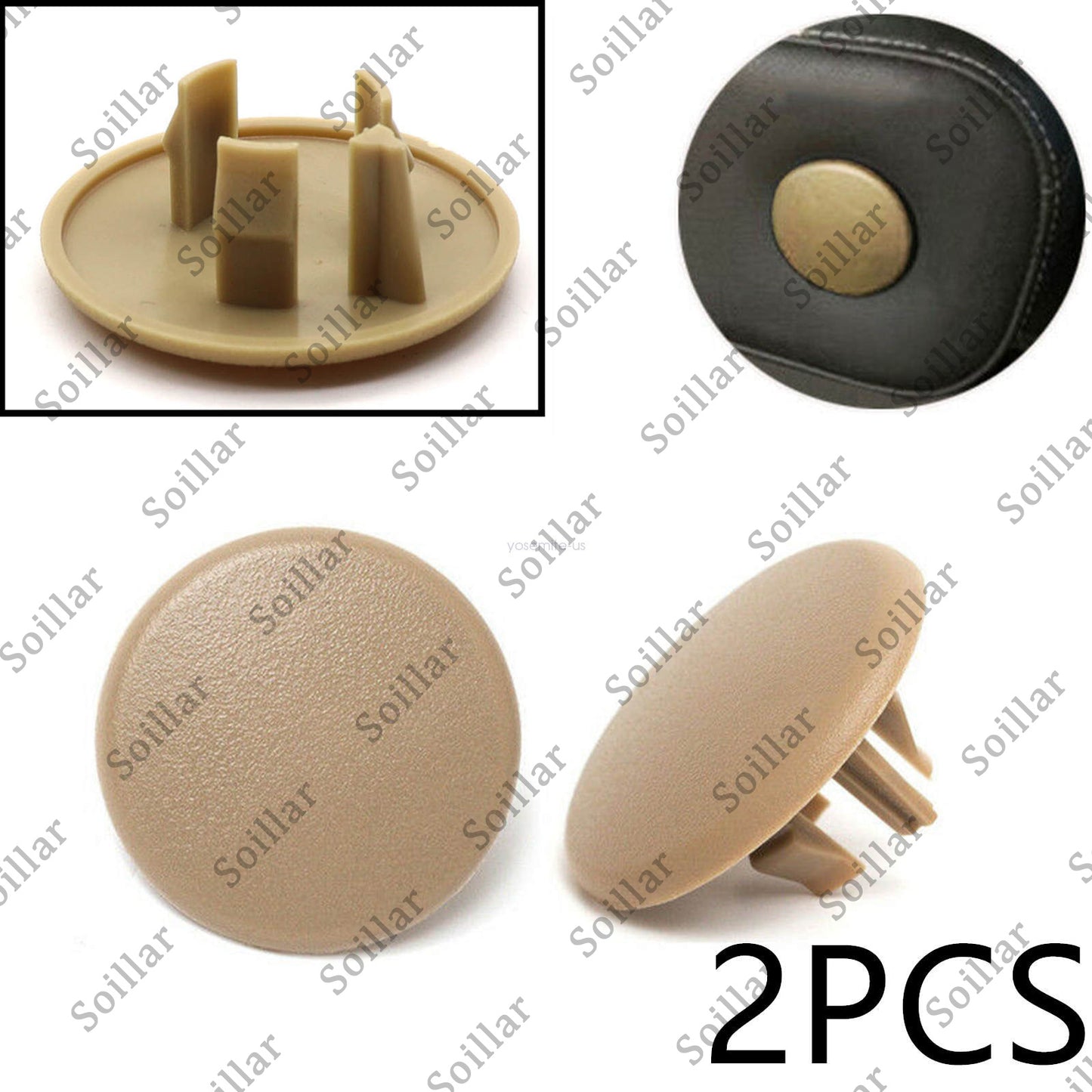 2PCS Beige Rear Armrest Seat Bolt Cover Cap Fit For 2007-2018 TAHOE GMC YUKON XL
