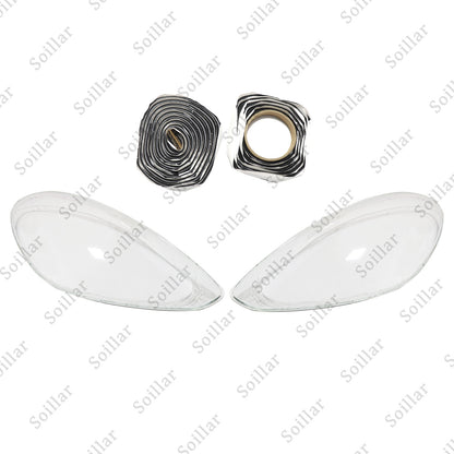 Pair Front Headlight Lens Clear Cover + Glue For Porsche Panamera 2017-2020