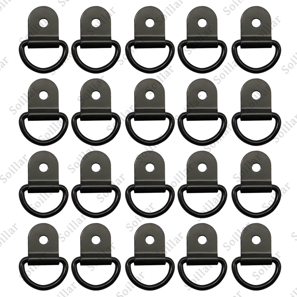 20pcs Black D Shape Tie Down Anchors Ring for Car Truck Trailers RV Boats Power