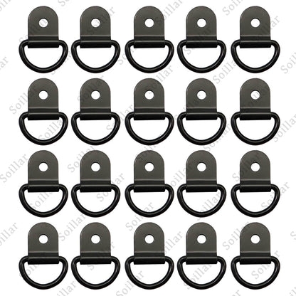 20pcs Black D Shape Tie Down Anchors Ring for Car Truck Trailers RV Boats Power