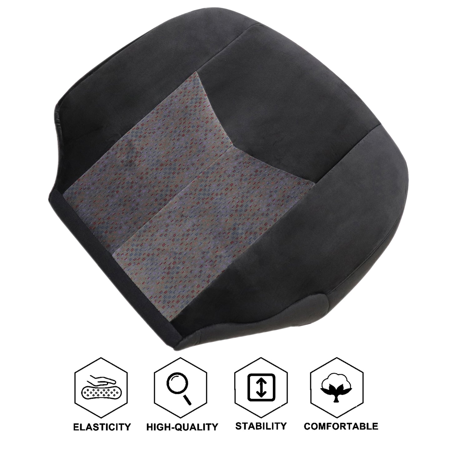 For 2003-2006 Chevy Silverado GMC Sierra 1500 2500 3500 Front Driver & Passenger Bottom & Top Cloth Seat Cover Dark Gray