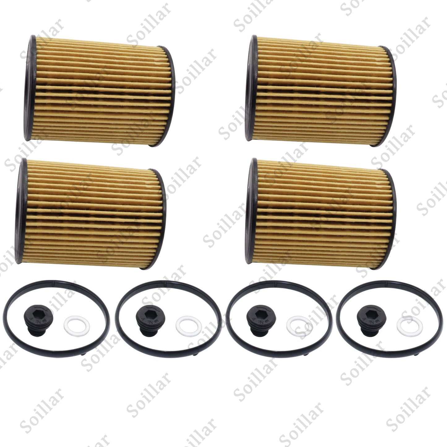 4Pcs High Quality Oil Filter Pack With Seals For 2021 Kia Optima 2.5L Engine