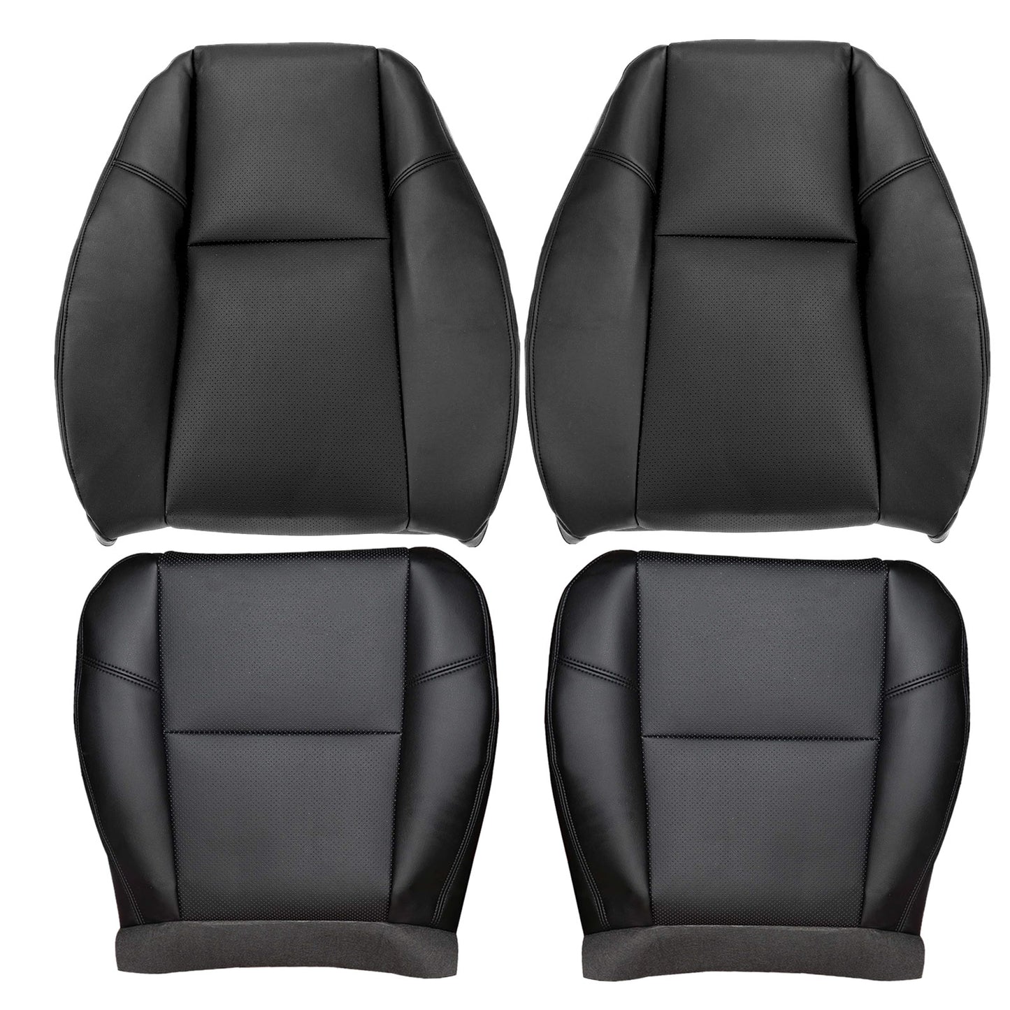 For 2007-2014 Cadillac Escalade Front Driver & Passenger Bottom & Top Perforated Leather Seat Cover Black