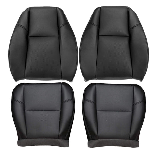 For 2007-2014 Cadillac Escalade Front Driver & Passenger Bottom & Top Perforated Leather Seat Cover Black