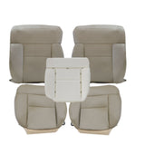 Front Driver & Passenger Bottom & Top Leather Seat Cover Tan & Driver Bottom Foam Cushion 2004-2008 For Ford F-150 Lariat XL XLT STX FX4