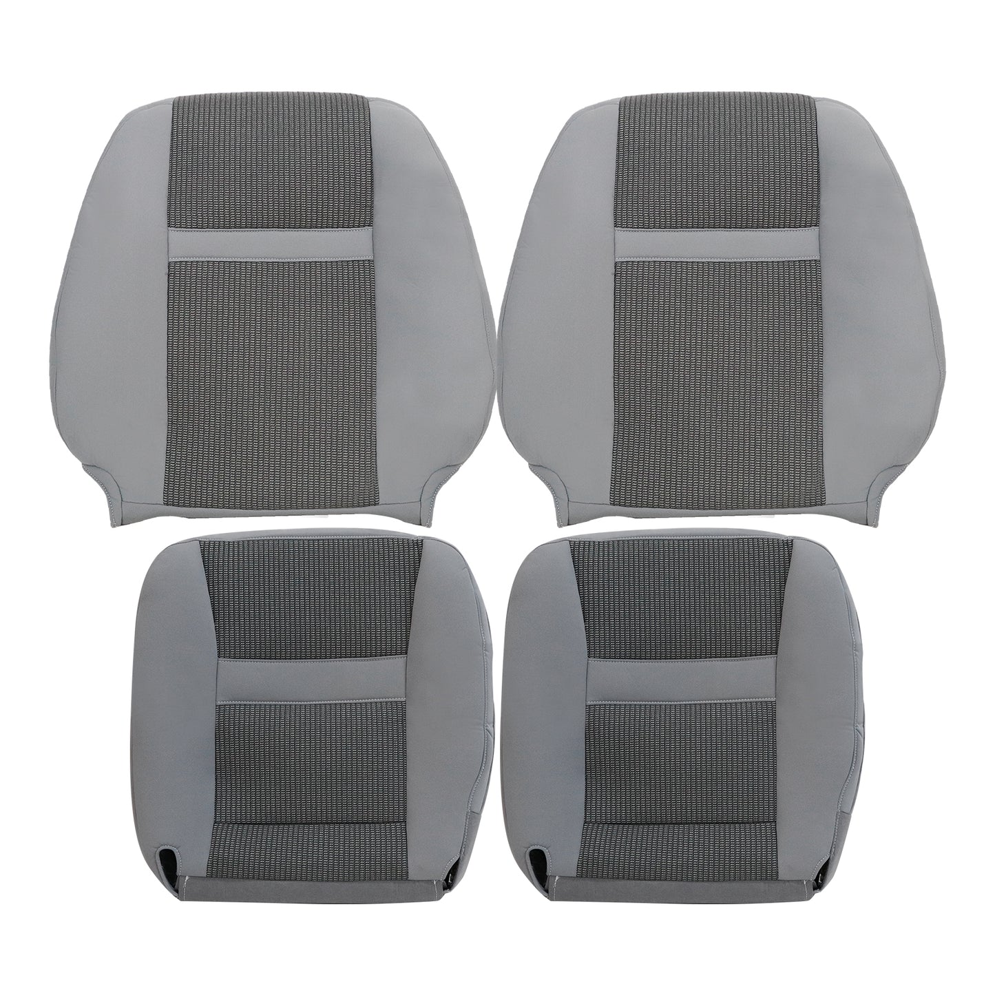 For 2006-2010 Dodge Ram 1500 2500 Front Driver & Passenger Bottom & Top Cloth Seat Cover Light Gray