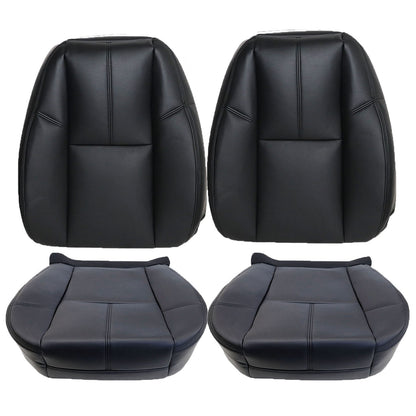 For 2007-2014 Chevy Silverado GMC Sierra Front Driver & Passenger Bottom & Top Leather Seat Cover Black