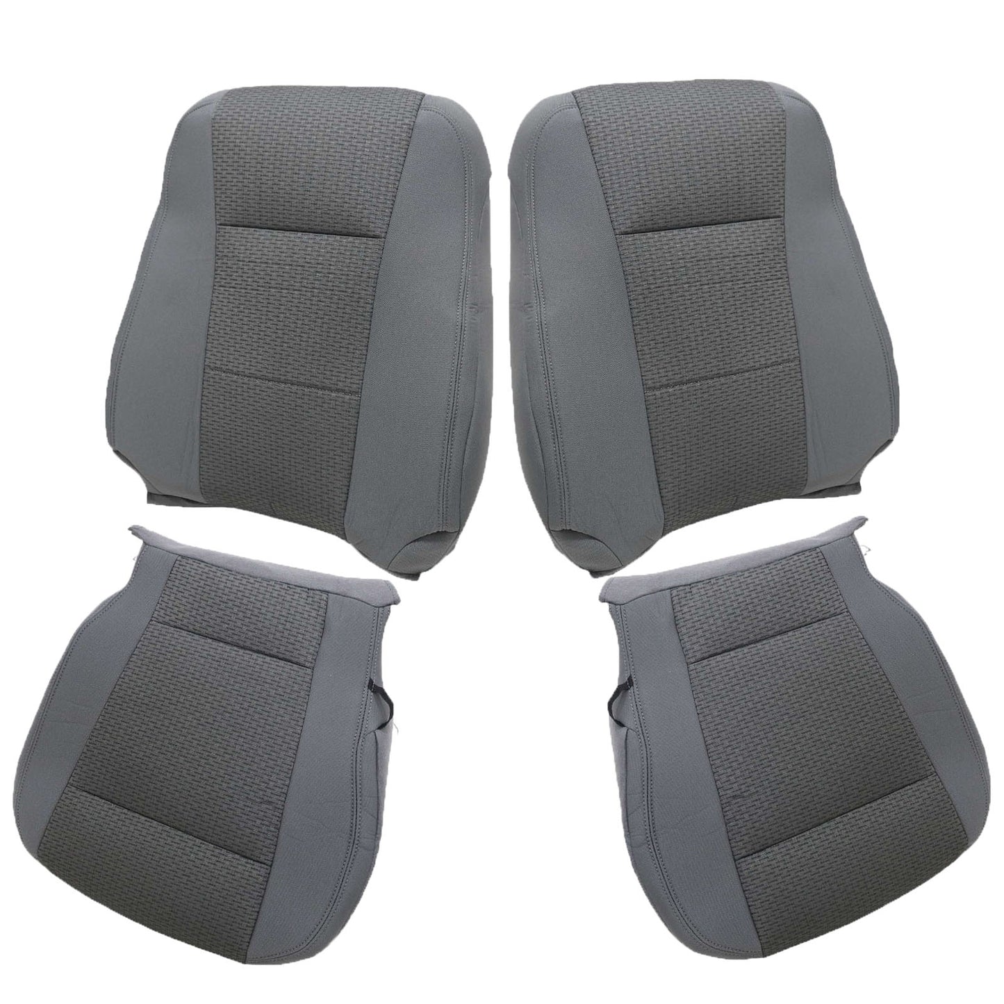 For 2017-2021 Ford F250 F350 F450 F550 Front Driver & Passenger Bottom & Top Cloth Seat Cover Gray