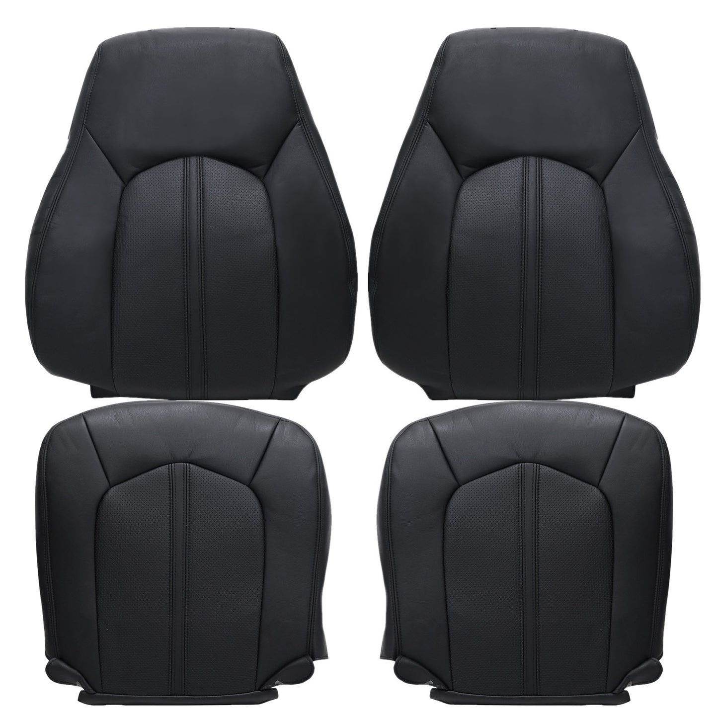 For 2008-2013 Cadillac CTS Front Driver & Passenger Bottom & Top Leather Seat Cover Black