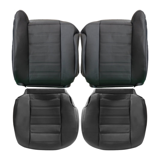 For 2003-2007 Hummer H2 Front Driver & Passenger Bottom & Top Leather Seat Cover Black