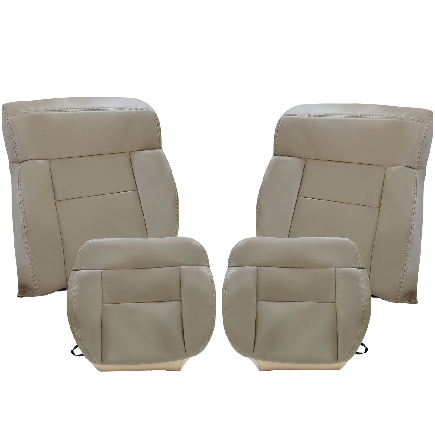 Front Driver & Passenger Bottom & Top Leather Seat Cover Tan 2004-2008 For Ford F-150 Lariat XL XLT STX FX4