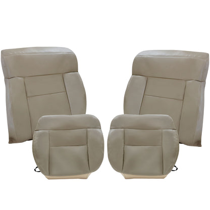 Front Driver & Passenger Bottom & Top Leather Seat Cover Tan 2004-2008 For Ford F-150 Lariat XL XLT STX FX4