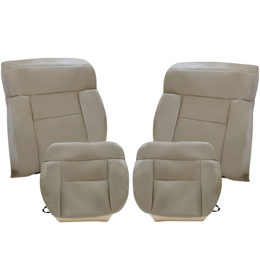 Front Driver & Passenger Bottom & Top Leather Seat Cover Tan 2004-2008 For Ford F-150 Lariat XL XLT STX FX4