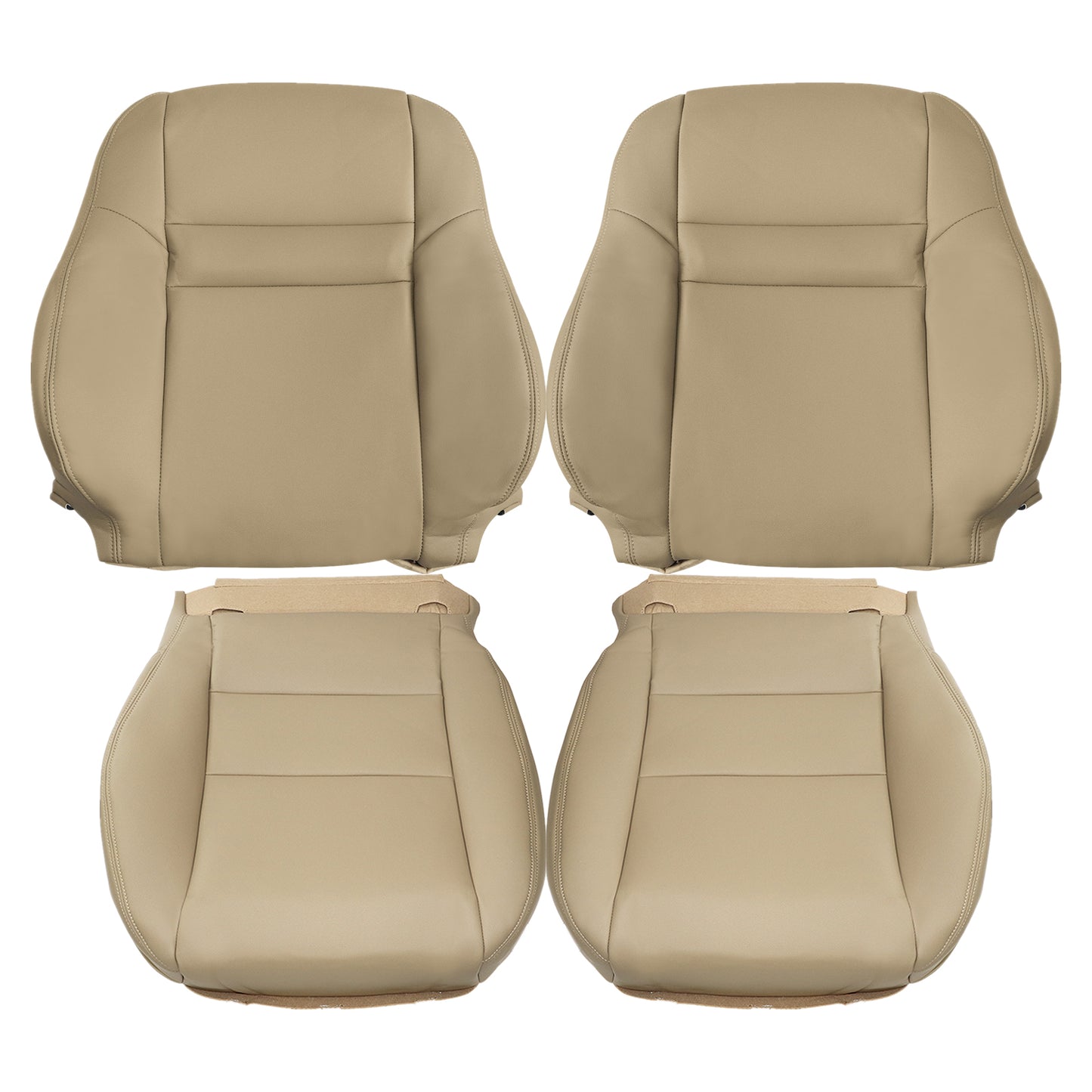For 2003-2007 Honda Accord 4DR Front Driver & Passenger Bottom & Top Leather Seat Cover Tan