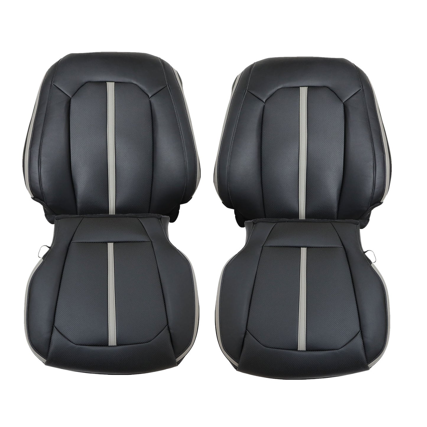 For 2015-2020 Ford F150 F250 F350 Front Driver & Passenger Bottom & Top Leather Seat Cover Black