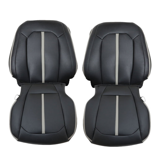 For 2015-2020 Ford F150 F250 F350 Front Driver & Passenger Bottom & Top Leather Seat Cover Black
